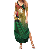 Personalised Long Live Vanuatu Independence Day Summer Maxi Dress 46th Anniversary Woven Pattern LT14 Women Reggae - Polynesian Pride