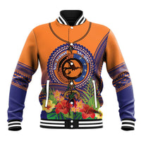 PNG New Ireland Province Baseball Jacket Niu Ailan Necklace Polynesian Tattoo LT14 Unisex Orange - Polynesian Pride