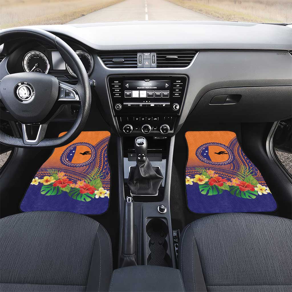 PNG New Ireland Province Car Mats Niu Ailan Necklace Polynesian Tattoo LT14 Set 2pcs - Front Orange - Polynesian Pride