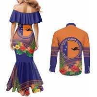PNG New Ireland Province Couples Matching Mermaid Dress and Long Sleeve Button Shirt Niu Ailan Necklace Polynesian Tattoo LT14 - Polynesian Pride