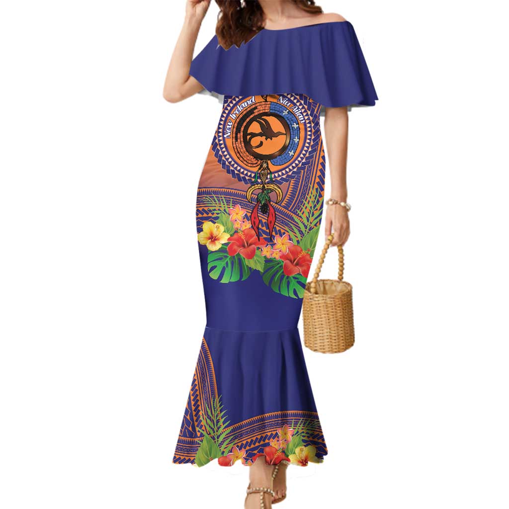 PNG New Ireland Province Family Matching Mermaid Dress and Hawaiian Shirt Niu Ailan Necklace Polynesian Tattoo LT14 Mom's Dress Orange - Polynesian Pride