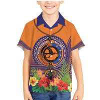 PNG New Ireland Province Family Matching Mermaid Dress and Hawaiian Shirt Niu Ailan Necklace Polynesian Tattoo LT14 Son's Shirt Orange - Polynesian Pride