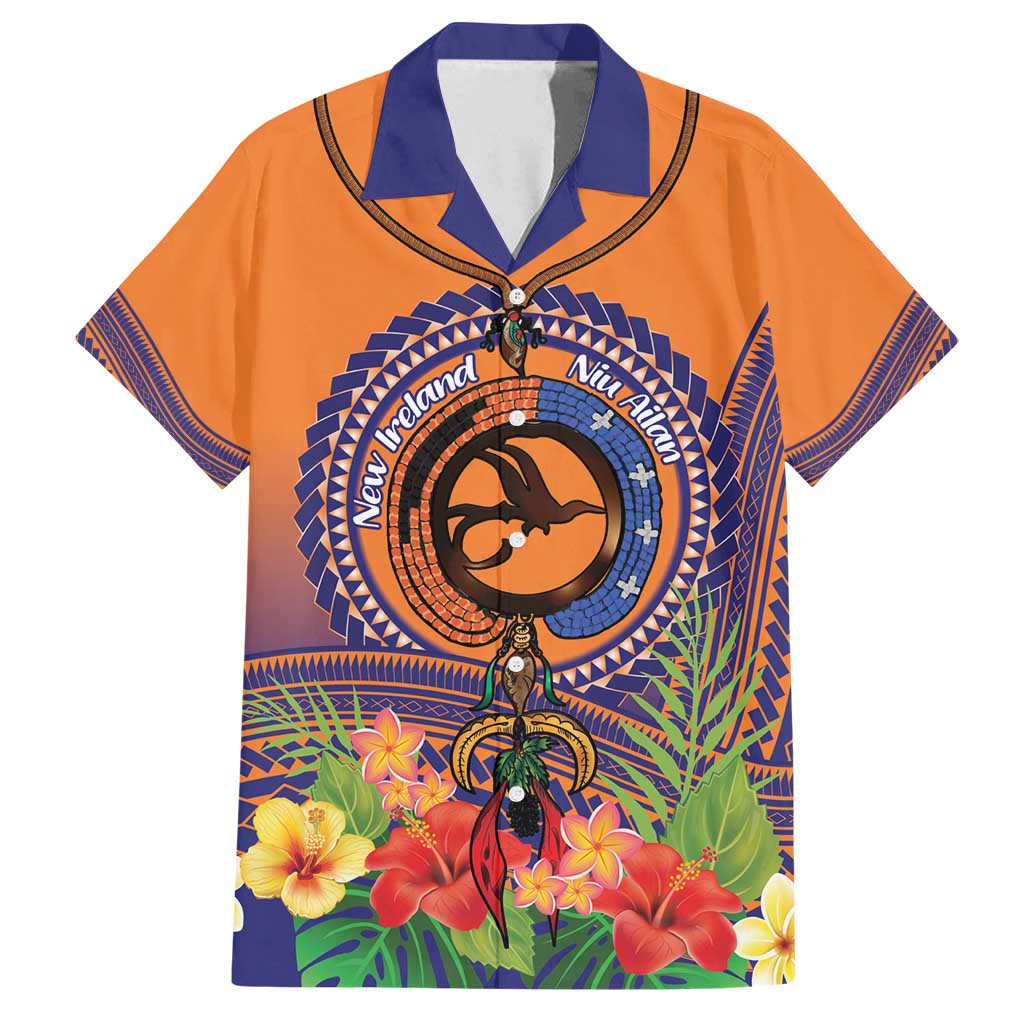 PNG New Ireland Province Family Matching Puletasi and Hawaiian Shirt Niu Ailan Necklace Polynesian Tattoo LT14 Dad's Shirt - Short Sleeve Orange - Polynesian Pride