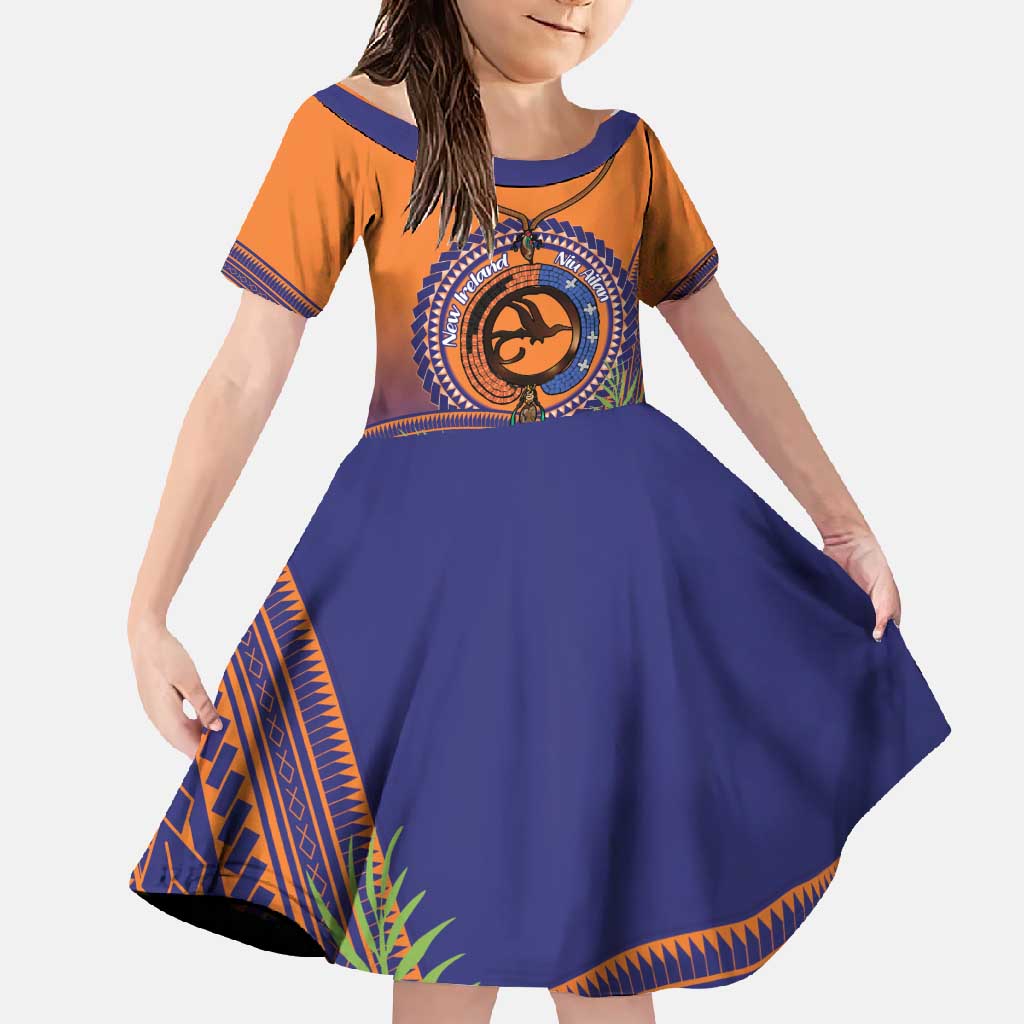 PNG New Ireland Province Family Matching Summer Maxi Dress and Hawaiian Shirt Niu Ailan Necklace Polynesian Tattoo LT14 Daughter's Dress Orange - Polynesian Pride