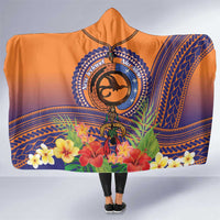 PNG New Ireland Province Hooded Blanket Niu Ailan Necklace Polynesian Tattoo LT14 One Size Orange - Polynesian Pride