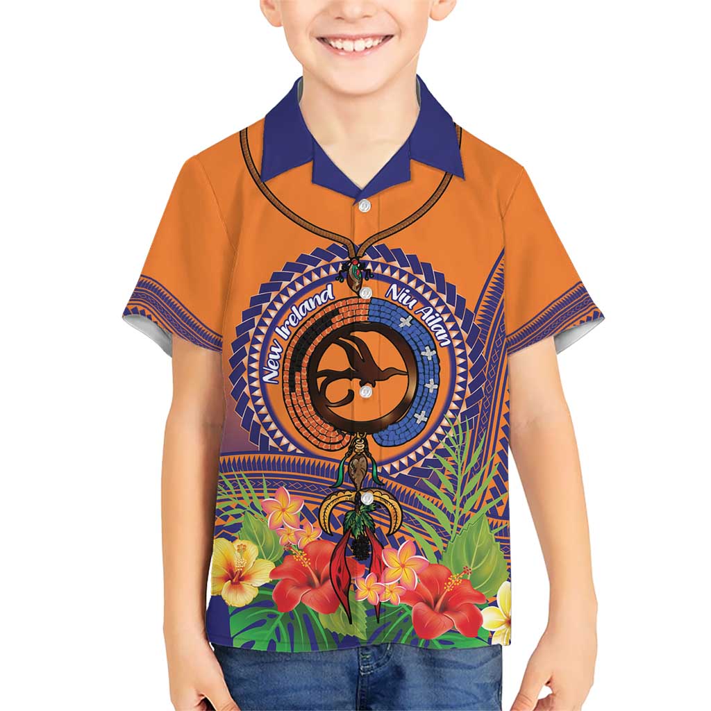 PNG New Ireland Province Kid Hawaiian Shirt Niu Ailan Necklace Polynesian Tattoo LT14 Kid Orange - Polynesian Pride