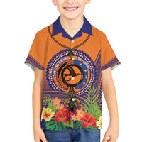 PNG New Ireland Province Kid Hawaiian Shirt Niu Ailan Necklace Polynesian Tattoo LT14 Kid Orange - Polynesian Pride