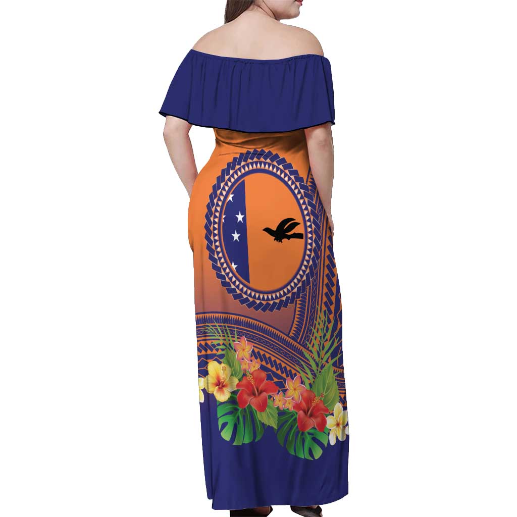 PNG New Ireland Province Off Shoulder Maxi Dress Niu Ailan Necklace Polynesian Tattoo LT14 - Polynesian Pride
