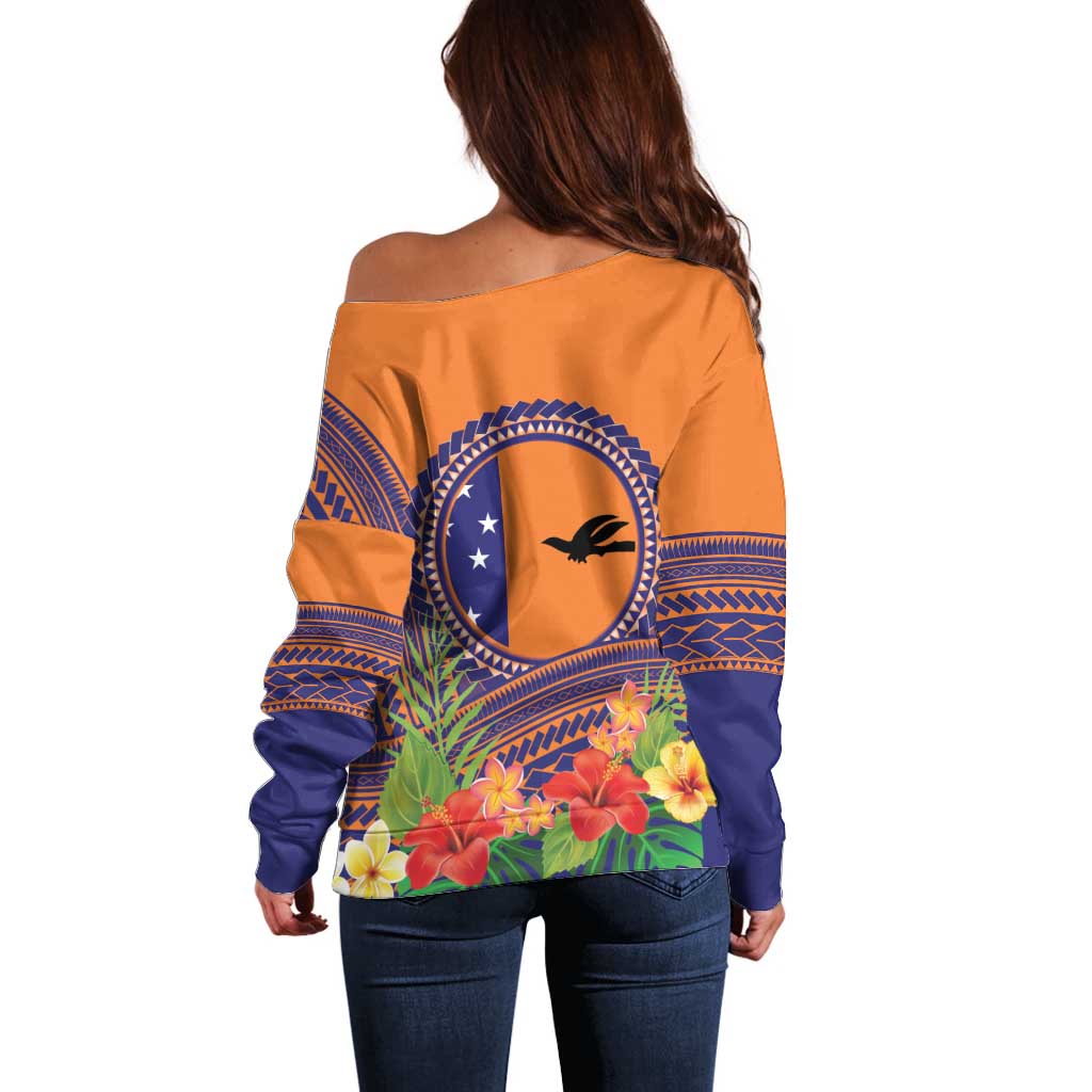 PNG New Ireland Province Off Shoulder Sweater Niu Ailan Necklace Polynesian Tattoo LT14 - Polynesian Pride