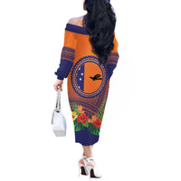 PNG New Ireland Province Off The Shoulder Long Sleeve Dress Niu Ailan Necklace Polynesian Tattoo LT14 - Polynesian Pride