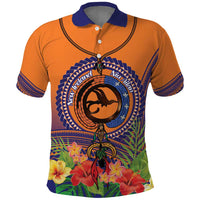 PNG New Ireland Province Polo Shirt Niu Ailan Necklace Polynesian Tattoo LT14 Orange - Polynesian Pride