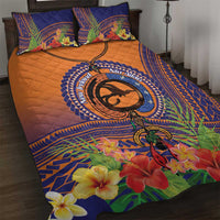 PNG New Ireland Province Quilt Bed Set Niu Ailan Necklace Polynesian Tattoo LT14 Orange - Polynesian Pride