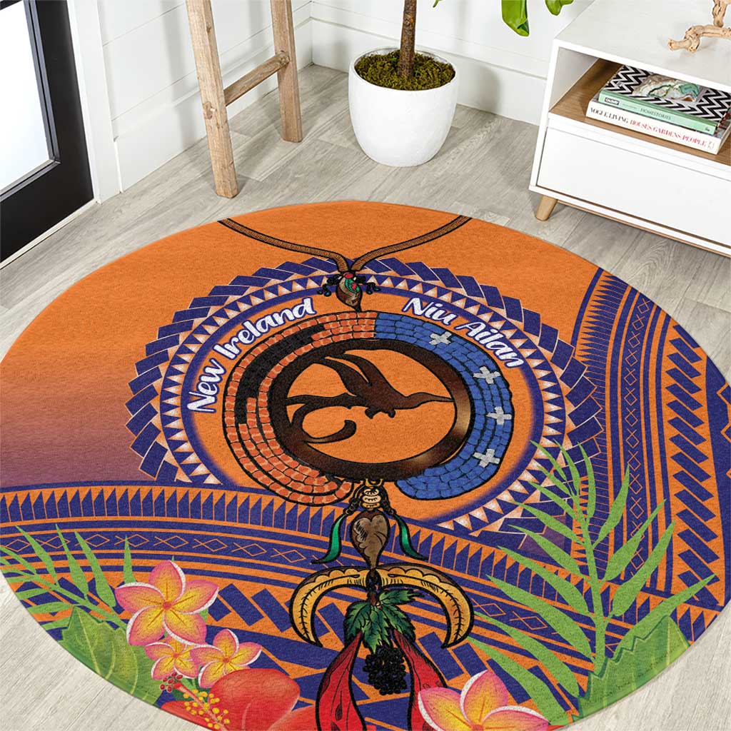 PNG New Ireland Province Round Carpet Niu Ailan Necklace Polynesian Tattoo LT14 Orange - Polynesian Pride
