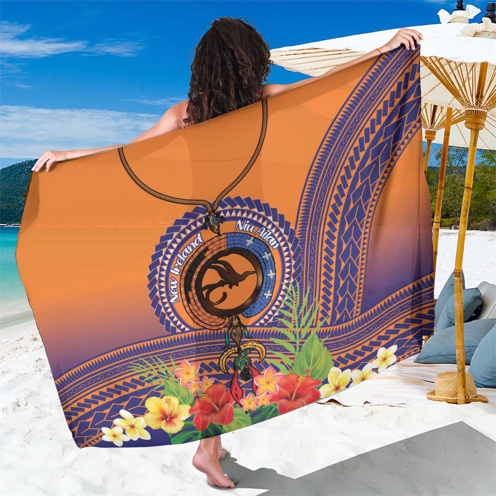 PNG New Ireland Province Sarong Niu Ailan Necklace Polynesian Tattoo LT14 One Size 44 x 66 inches Orange - Polynesian Pride