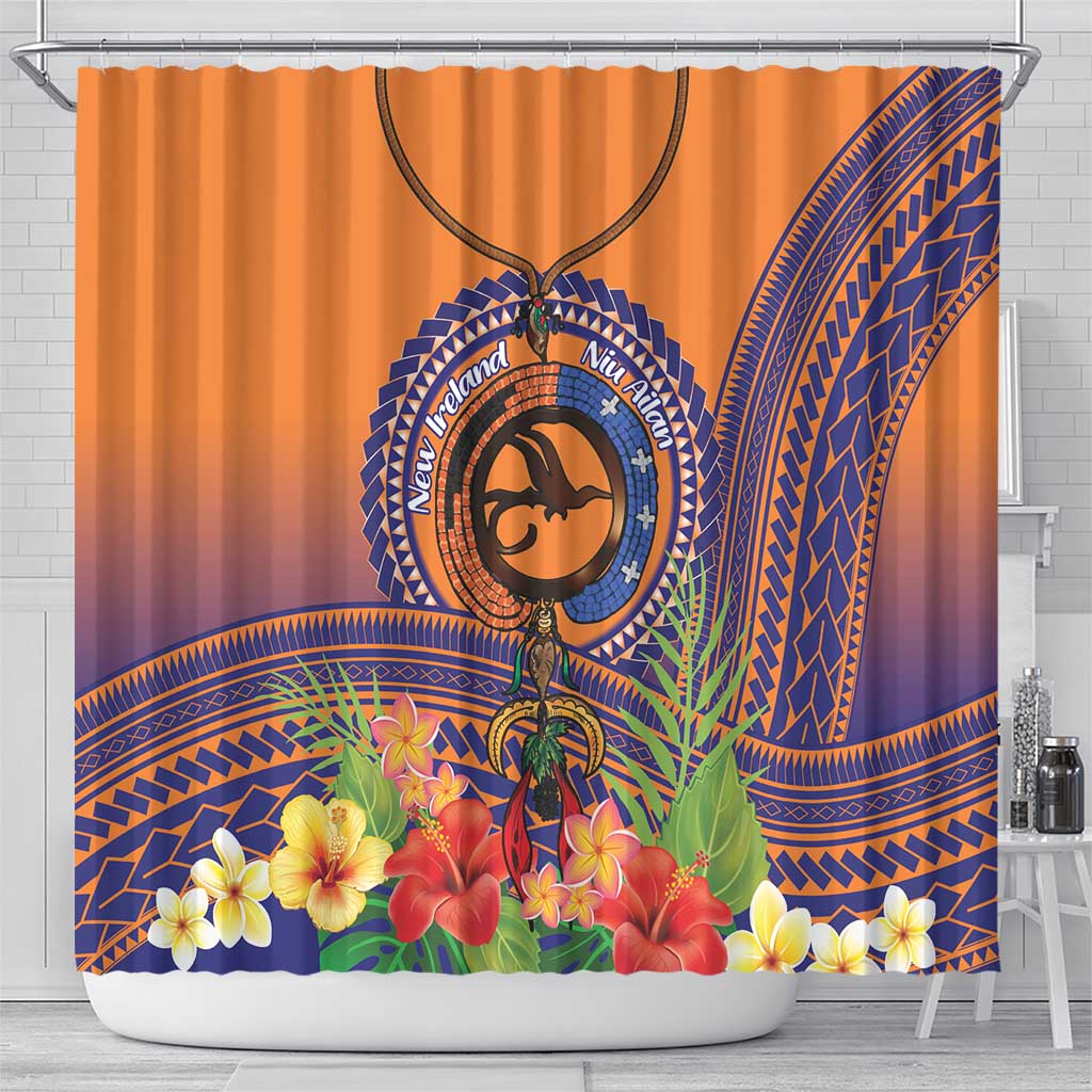 PNG New Ireland Province Shower Curtain Niu Ailan Necklace Polynesian Tattoo LT14 - Polynesian Pride