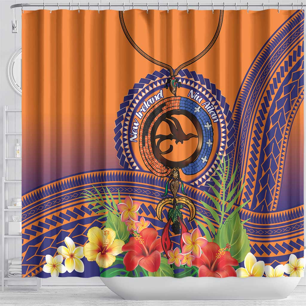 PNG New Ireland Province Shower Curtain Niu Ailan Necklace Polynesian Tattoo LT14 - Polynesian Pride