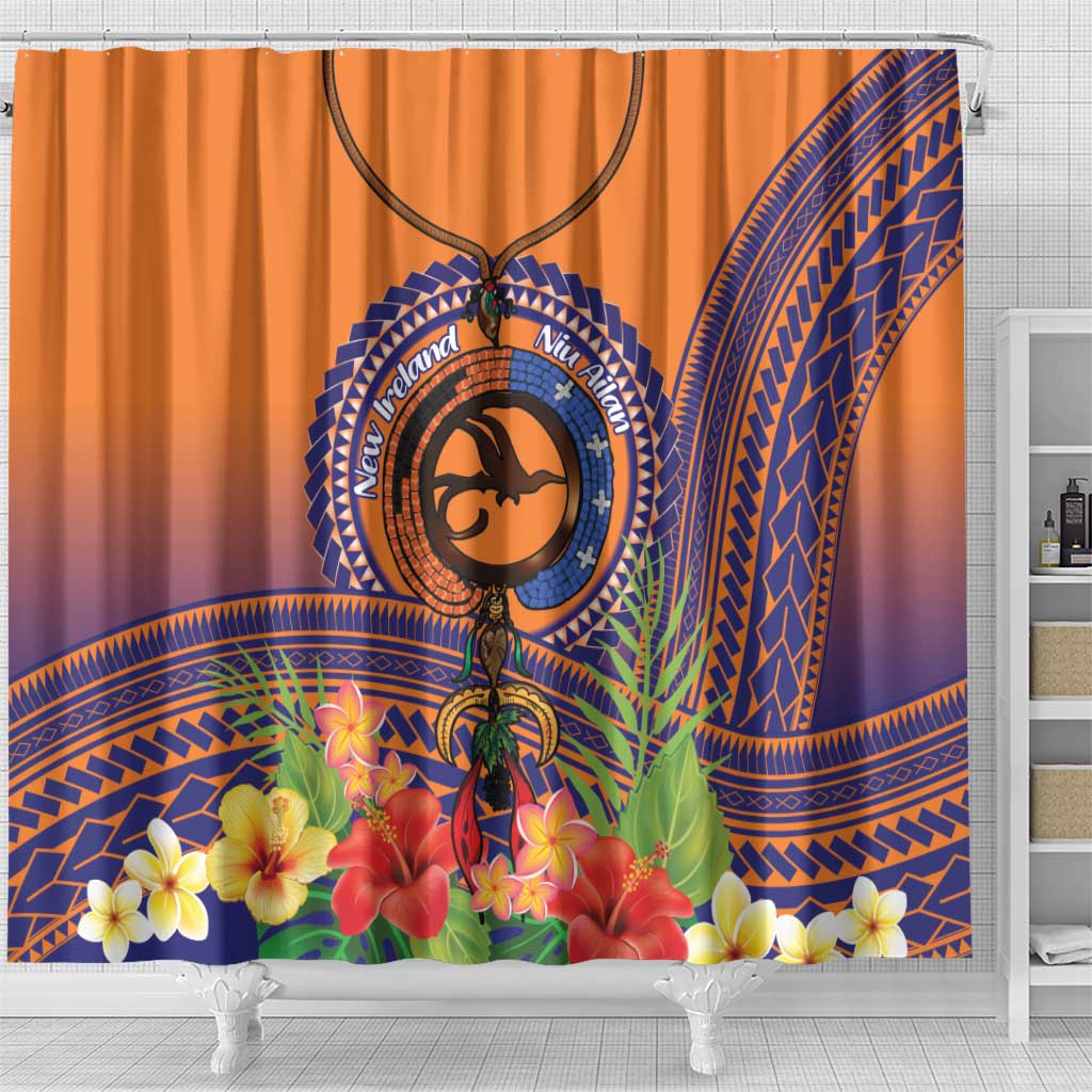 PNG New Ireland Province Shower Curtain Niu Ailan Necklace Polynesian Tattoo LT14 - Polynesian Pride