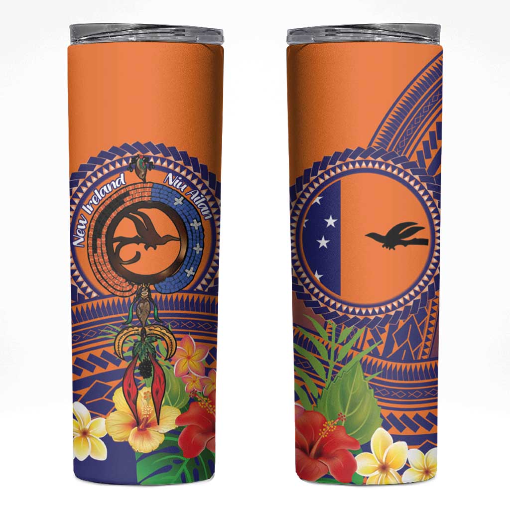 PNG New Ireland Province Skinny Tumbler Niu Ailan Necklace Polynesian Tattoo LT14 Orange - Polynesian Pride