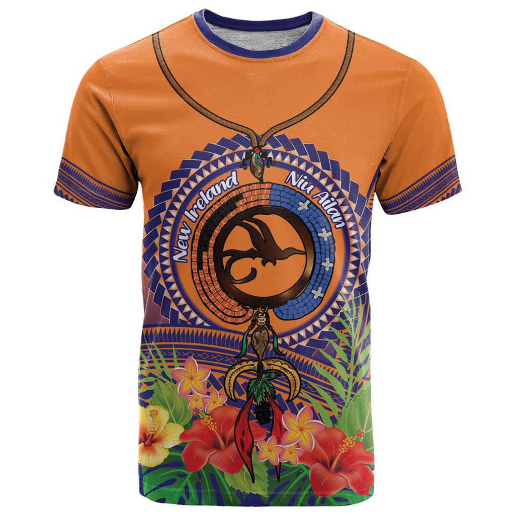 PNG New Ireland Province T Shirt Niu Ailan Necklace Polynesian Tattoo LT14 Orange - Polynesian Pride