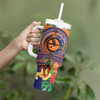 PNG New Ireland Province Tumbler With Handle Niu Ailan Necklace Polynesian Tattoo LT14 - Polynesian Pride