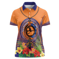 PNG New Ireland Province Women Polo Shirt Niu Ailan Necklace Polynesian Tattoo LT14 Female Orange - Polynesian Pride