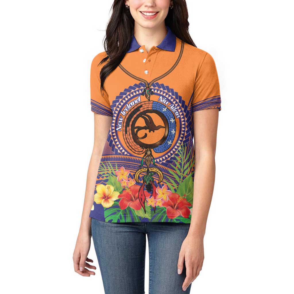 PNG New Ireland Province Women Polo Shirt Niu Ailan Necklace Polynesian Tattoo LT14 - Polynesian Pride