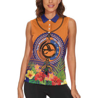 PNG New Ireland Province Women Sleeveless Polo Shirt Niu Ailan Necklace Polynesian Tattoo LT14 - Polynesian Pride