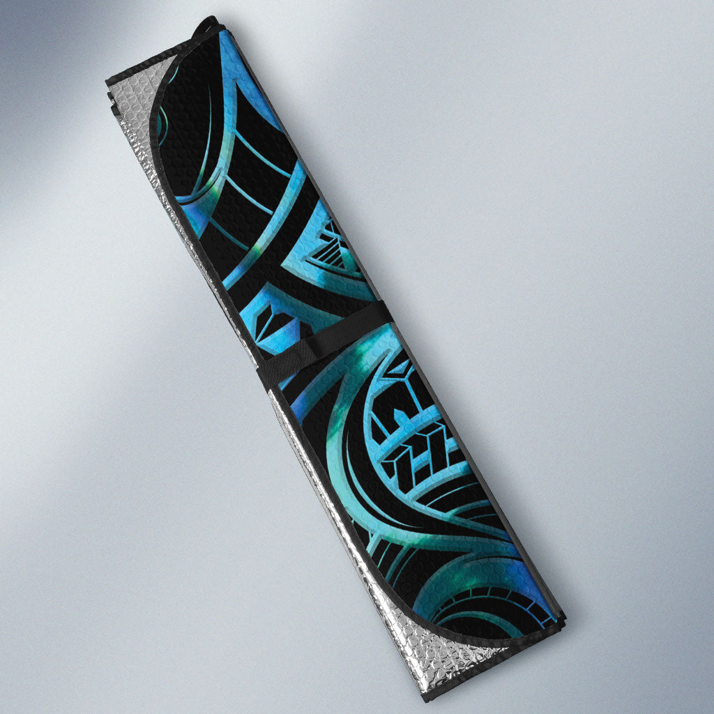 New Zealand Tui Bird Taiaha Auto Sun Shade Maori Weapon Paua Shell Mix Silver Fern