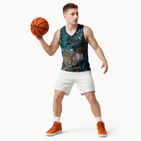 New Zealand Tui Bird Taiaha Basketball Jersey Maori Weapon Paua Shell Mix Silver Fern