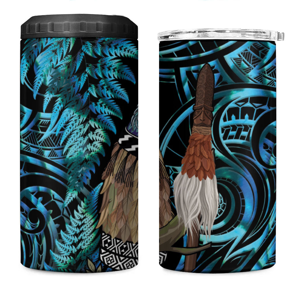 New Zealand Tui Bird Taiaha 4 in 1 Can Cooler Tumbler Maori Weapon Paua Shell Mix Silver Fern LT14 One Size: 16 oz Turquoise - Polynesian Pride