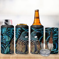 New Zealand Tui Bird Taiaha 4 in 1 Can Cooler Tumbler Maori Weapon Paua Shell Mix Silver Fern