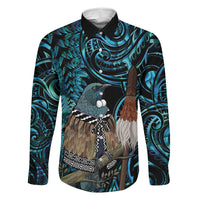 New Zealand Tui Bird Taiaha Family Matching Short Sleeve Bodycon Dress and Hawaiian Shirt Maori Weapon Paua Shell Mix Silver Fern