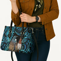 New Zealand Tui Bird Taiaha Leather Bag Maori Weapon Paua Shell Mix Silver Fern