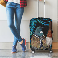 New Zealand Tui Bird Taiaha Luggage Cover Maori Weapon Paua Shell Mix Silver Fern