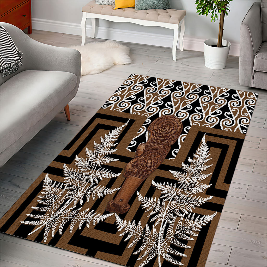 Wahaika New Zealand Area Rug Maori Weapon Kowhaiwhai Fern Poutama Motifs