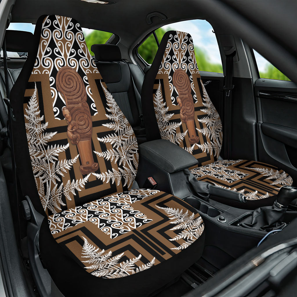 Wahaika New Zealand Car Seat Cover Maori Weapon Kowhaiwhai Fern Poutama Motifs LT14 One Size Brown - Polynesian Pride