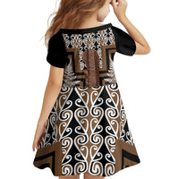 Wahaika New Zealand Family Matching Long Sleeve Bodycon Dress and Hawaiian Shirt Maori Weapon Kowhaiwhai Fern Poutama Motifs