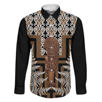 Wahaika New Zealand Family Matching Off The Shoulder Long Sleeve Dress and Hawaiian Shirt Maori Weapon Kowhaiwhai Fern Poutama Motifs