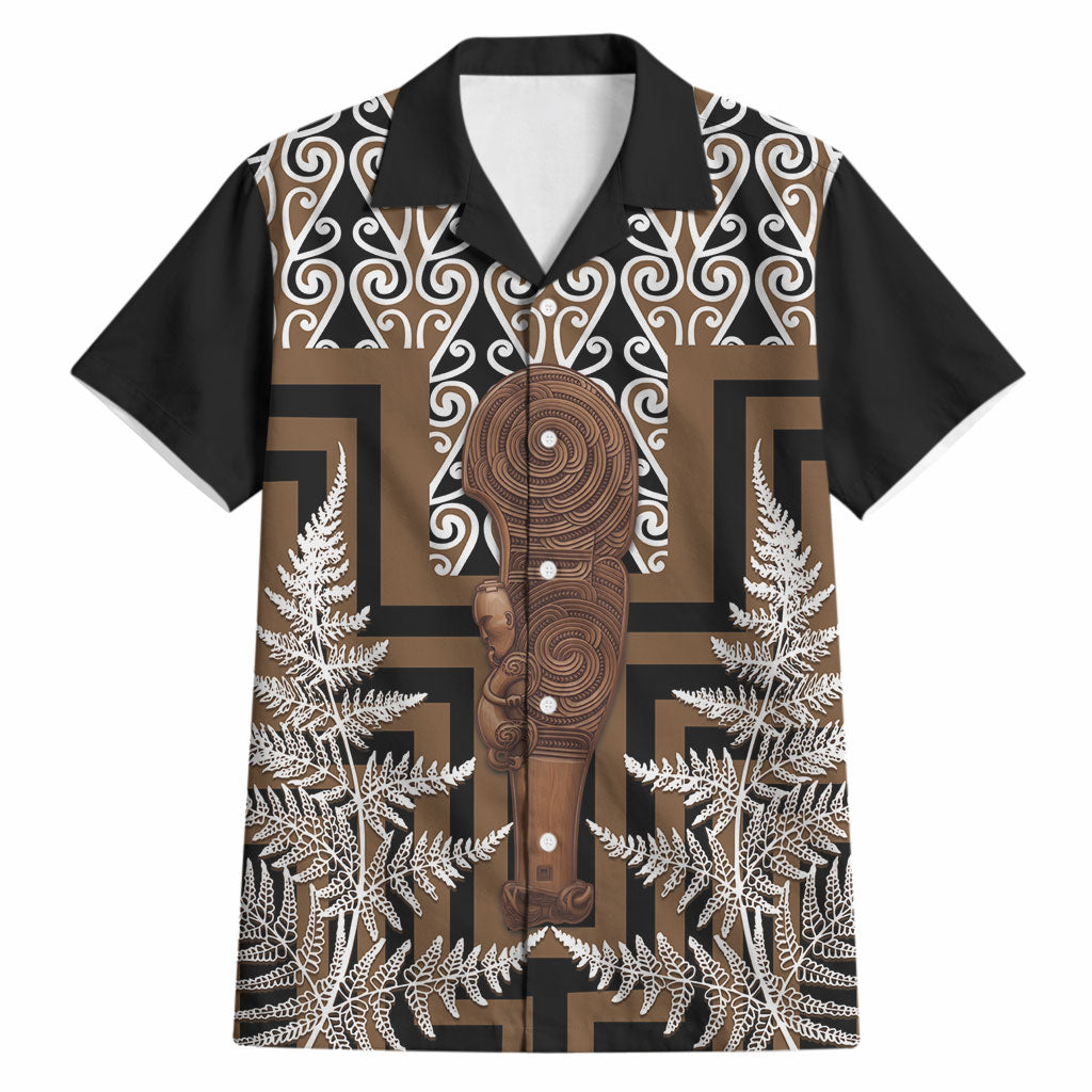Wahaika New Zealand Hawaiian Shirt Maori Weapon Kowhaiwhai Fern Poutama Motifs LT14 Brown - Polynesian Pride