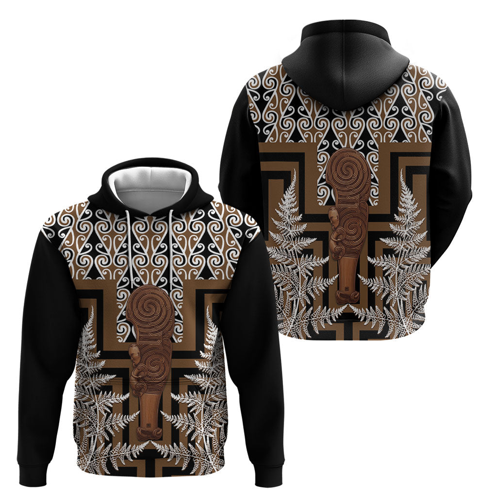 Wahaika New Zealand Hoodie Maori Weapon Kowhaiwhai Fern Poutama Motifs