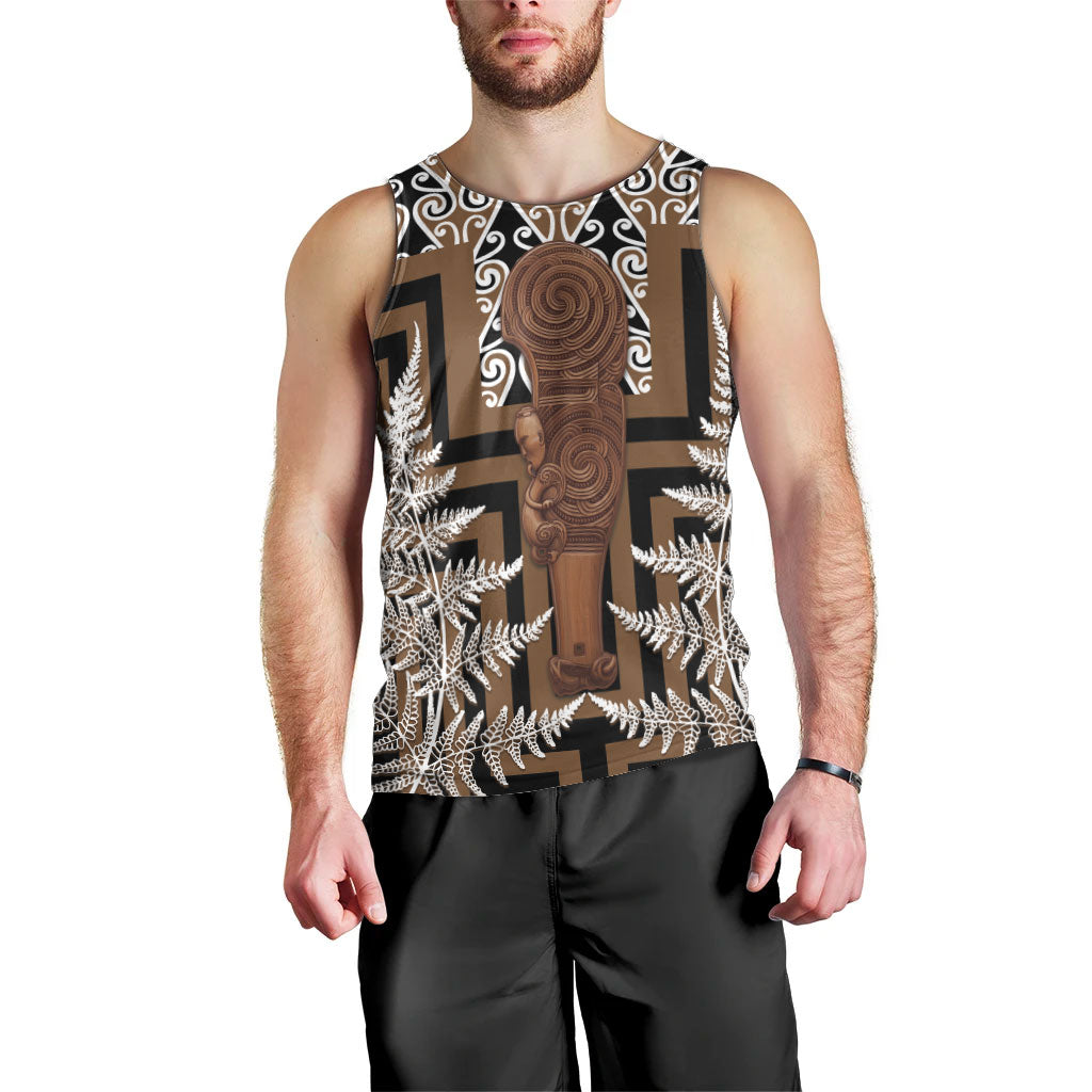 Wahaika New Zealand Men Tank Top Maori Weapon Kowhaiwhai Fern Poutama Motifs