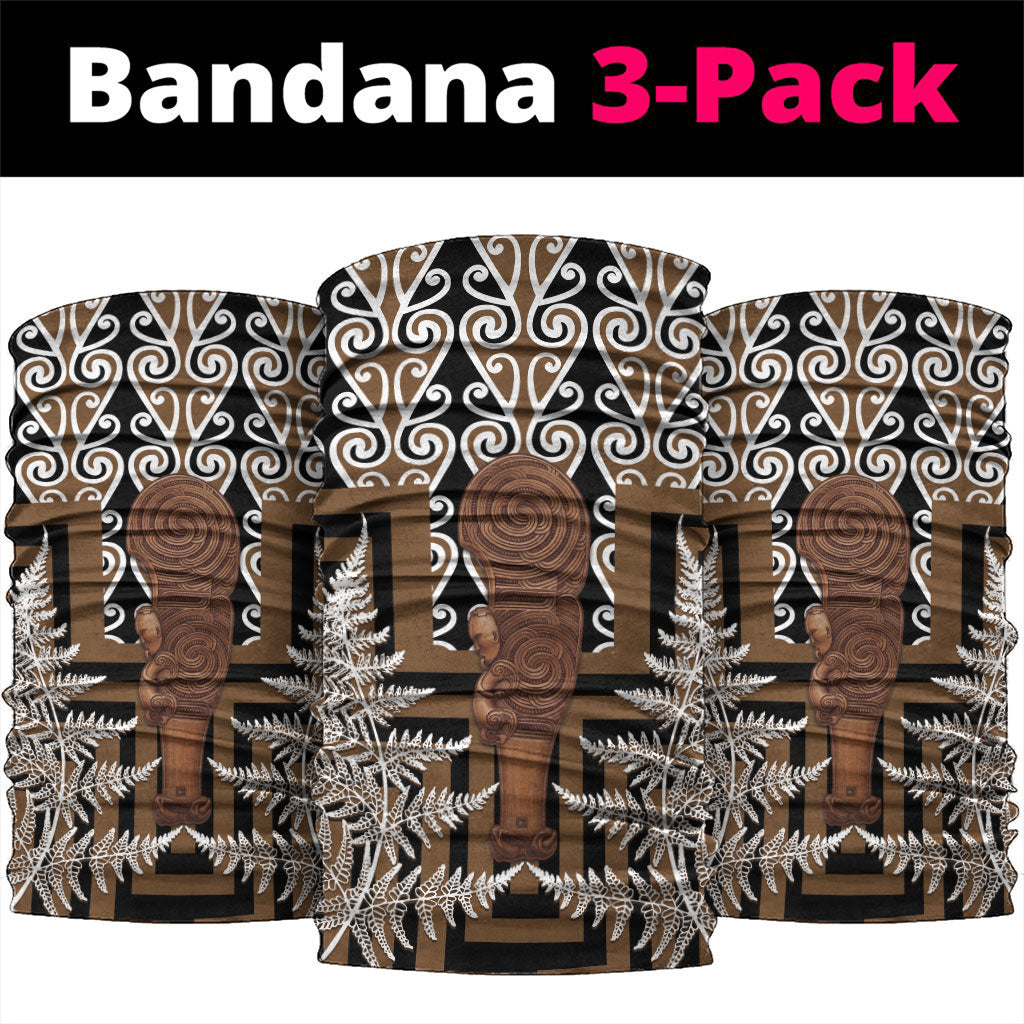Wahaika New Zealand Neck Gaiter Maori Weapon Kowhaiwhai Fern Poutama Motifs LT14 package One Size: 25*50cm Brown - Polynesian Pride