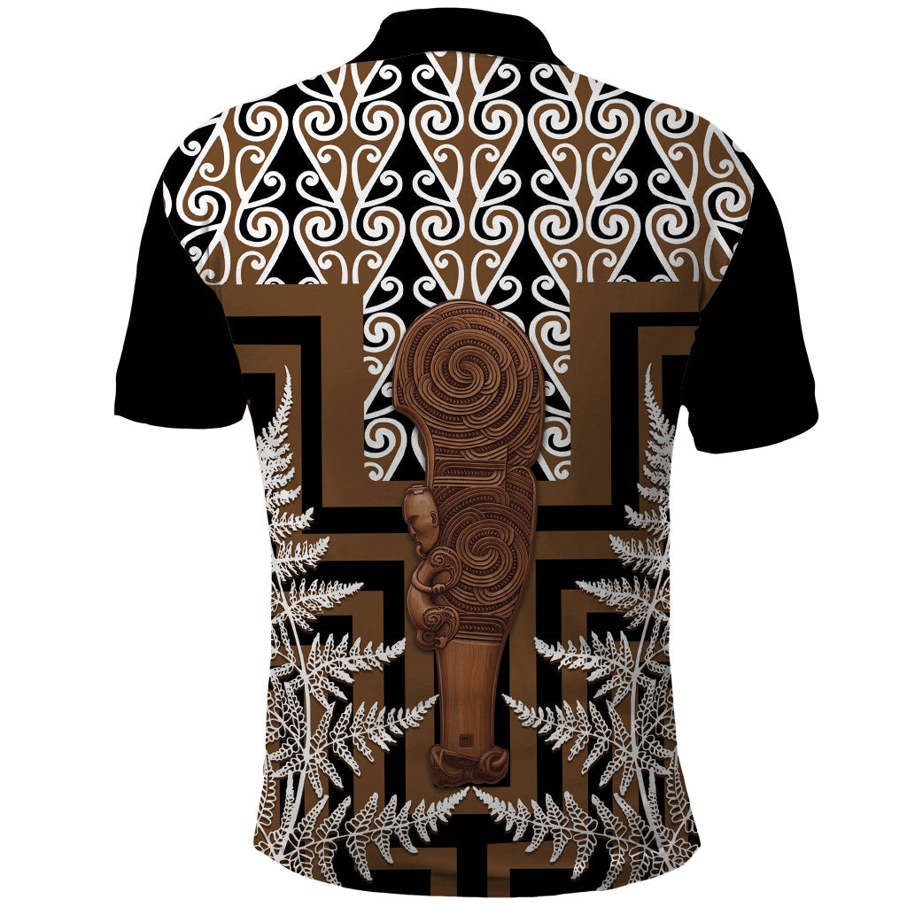Wahaika New Zealand Polo Shirt Maori Weapon Kowhaiwhai Fern Poutama Motifs