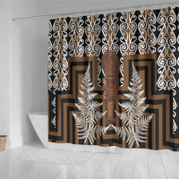 Wahaika New Zealand Shower Curtain Maori Weapon Kowhaiwhai Fern Poutama Motifs