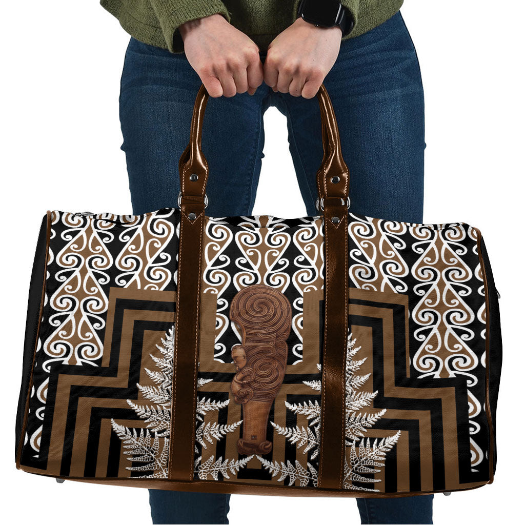 Wahaika New Zealand Travel Bag Maori Weapon Kowhaiwhai Fern Poutama Motifs LT14 Brown - Polynesian Pride