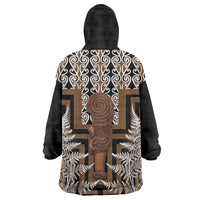 Wahaika New Zealand Wearable Blanket Hoodie Maori Weapon Kowhaiwhai Fern Poutama Motifs