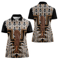 Wahaika New Zealand Women Polo Shirt Maori Weapon Kowhaiwhai Fern Poutama Motifs