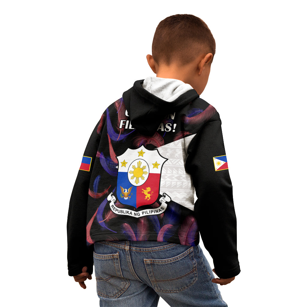 Philippines Football Kid Hoodie 2023 World Cup Go Filipinas Feather Black Version LT14 - Polynesian Pride