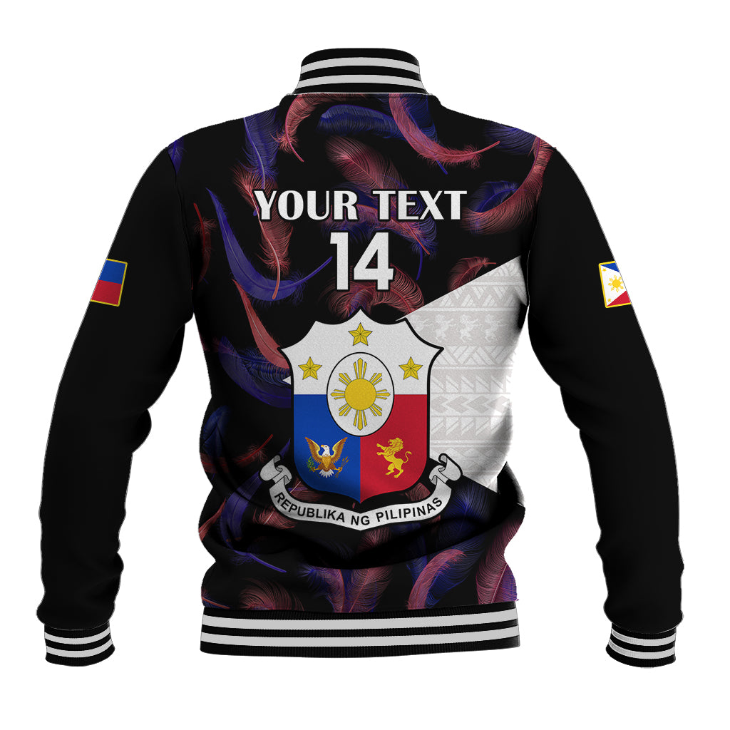 Custom Philippines Football Baseball Jacket 2023 World Cup Go Filipinas Feather Black Version LT14 - Polynesian Pride