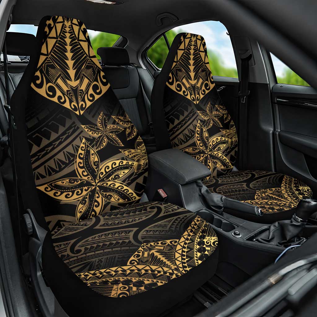 Black and Gold Polynesia Car Seat Cover Plumeria Tattoo With Polynesian Pattern LT14 One Size Black - Polynesian Pride